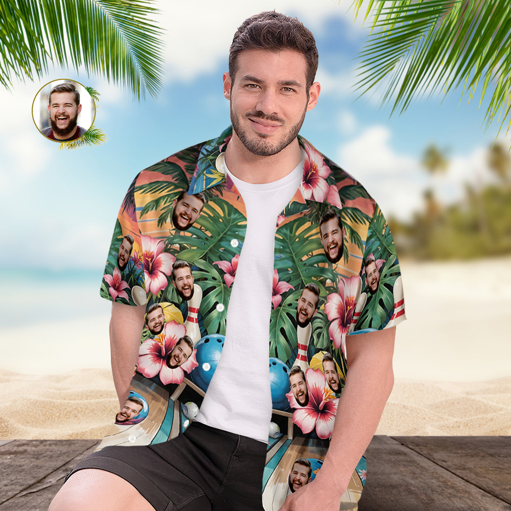 Personalized Tropical Hibiscus Bowling Hawaiian Shirt Bowling Team Shirt Bowling Kid Shirt Gift For Bowling Player Bowler Gift Bowling Team - auphotoblanket