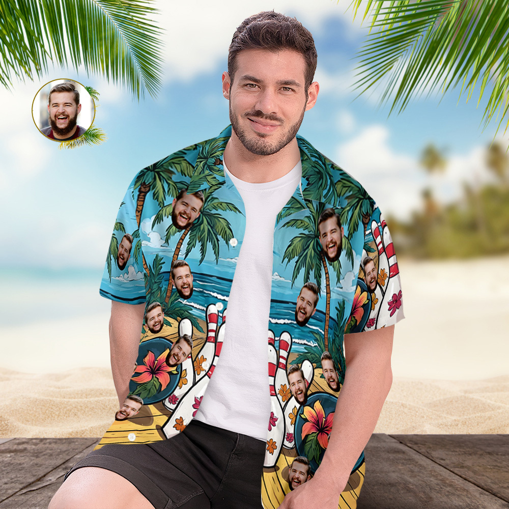 Personalized Tropical Bowling Hawaiian Shirt Bowling Team Shirt Bowling Kid Shirt Gift For Bowling Player Bowler Gift Bowling Team On Summer - auphotoblanket