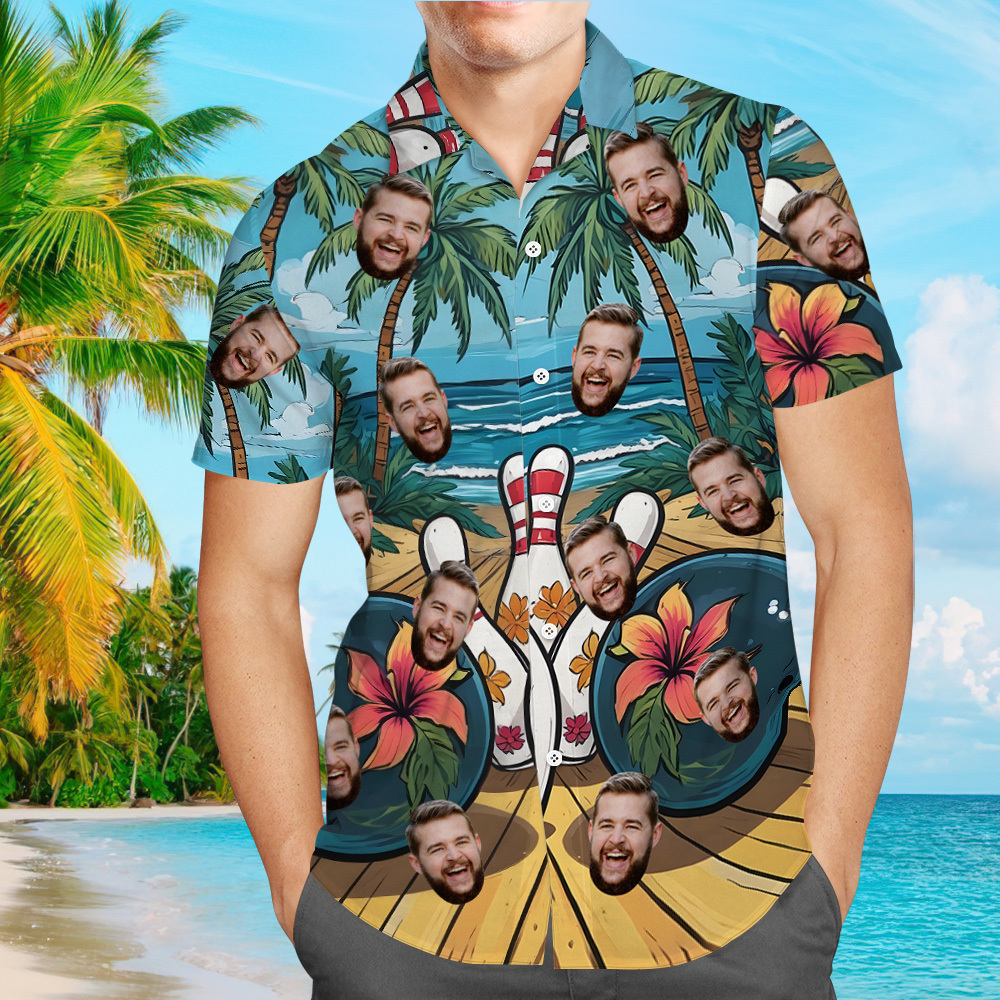 Personalized Tropical Bowling Hawaiian Shirt Bowling Team Shirt Bowling Kid Shirt Gift For Bowling Player Bowler Gift Bowling Team On Summer - auphotoblanket