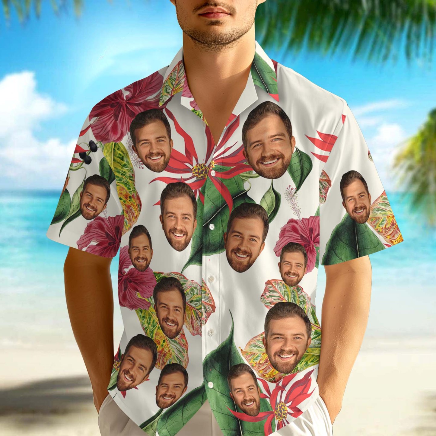 Custom Face Hawaiian Shirt from photos - Family Party Shirt from Dog Pet Face - Bachelorette Shirt Funny Summer Clothing - auphotoblanket