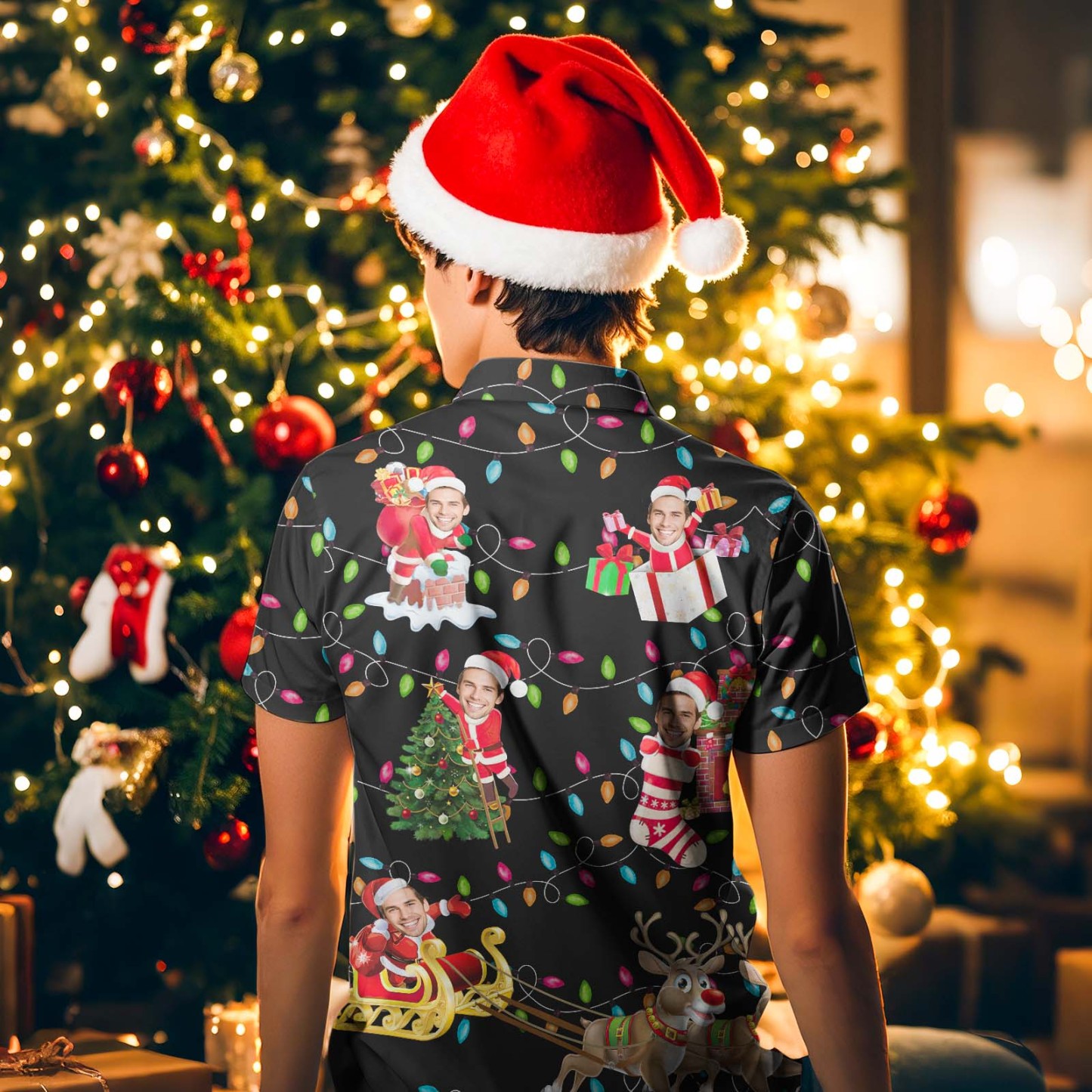 Custom Face Button-down Shirts Custom Face Shirts Christmas Gift For Him - auphotoblanket