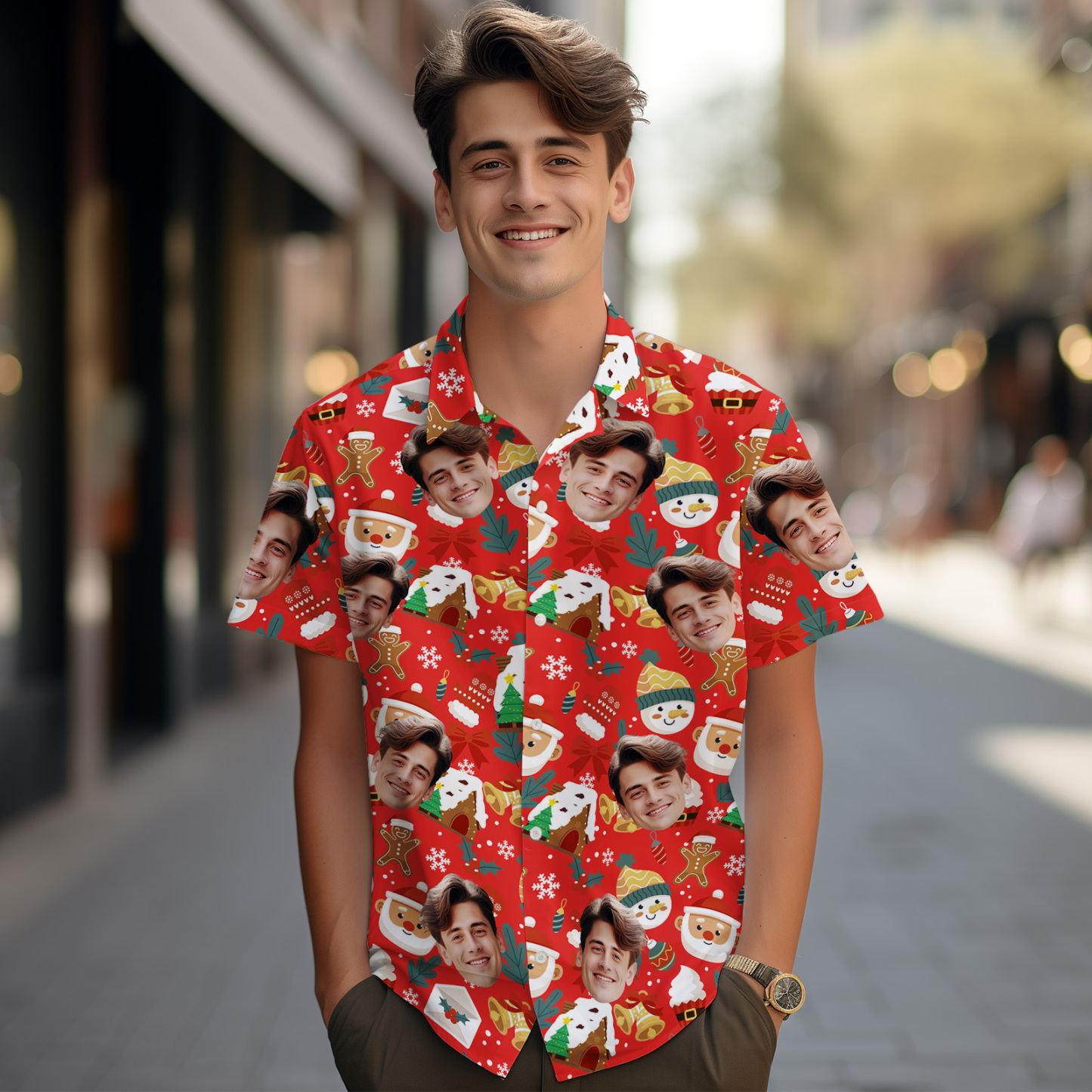 Custom Photo Hawaiian Shirt Personalized Christmas Snowman Hawaiian Shirt Gift For Christmas - auphotoblanket