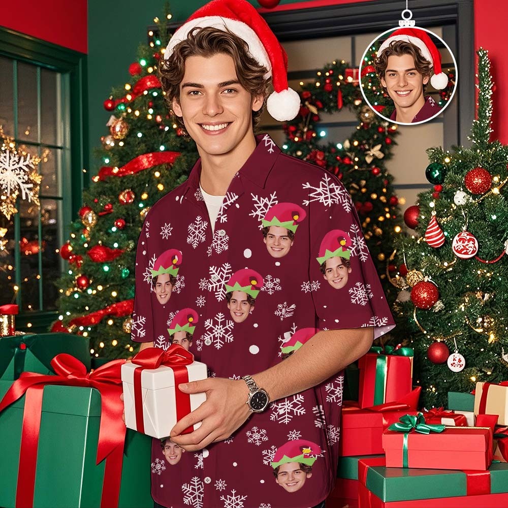 Custom Christmas Shirt with Face, Custom Face Shirt, Christmas Shirt Family, Xmas Shirt, Custom Picture Hawaiian Shirt for Bachelor Party - auphotoblanket