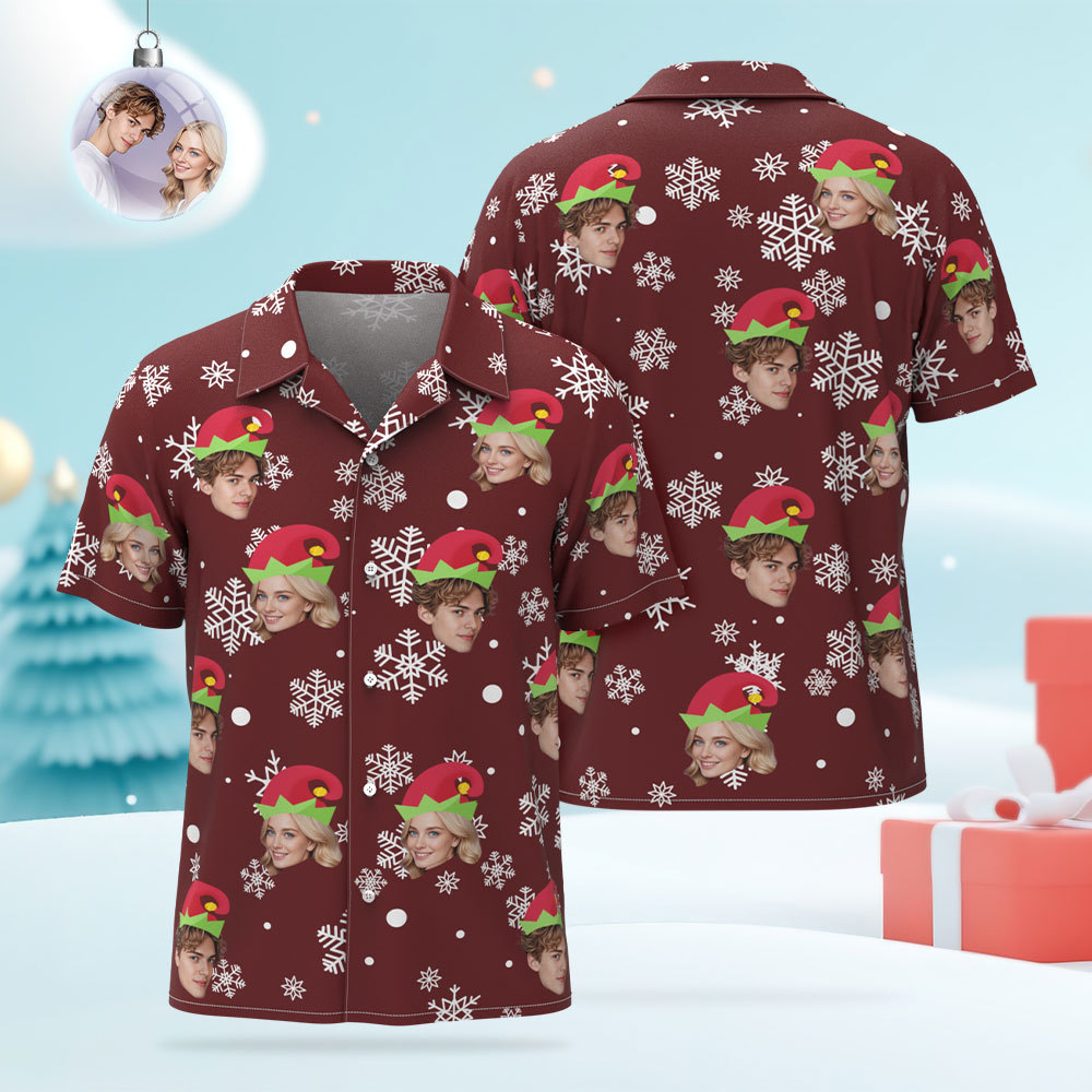 Custom Christmas Shirt with Face, Custom Face Shirt, Christmas Shirt Family, Xmas Shirt, Custom Picture Hawaiian Shirt for Bachelor Party - auphotoblanket