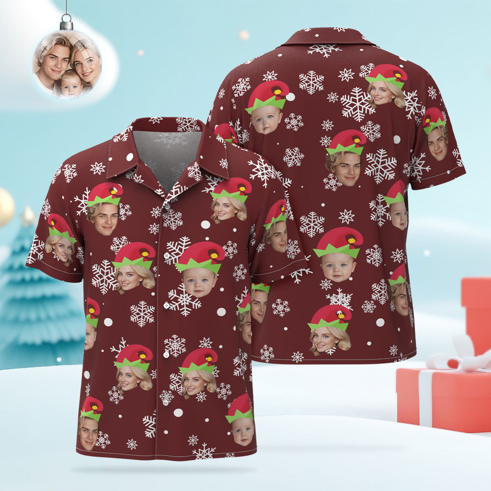 Custom Christmas Shirt with Face, Custom Face Shirt, Christmas Shirt Family, Xmas Shirt, Custom Picture Hawaiian Shirt for Bachelor Party - auphotoblanket