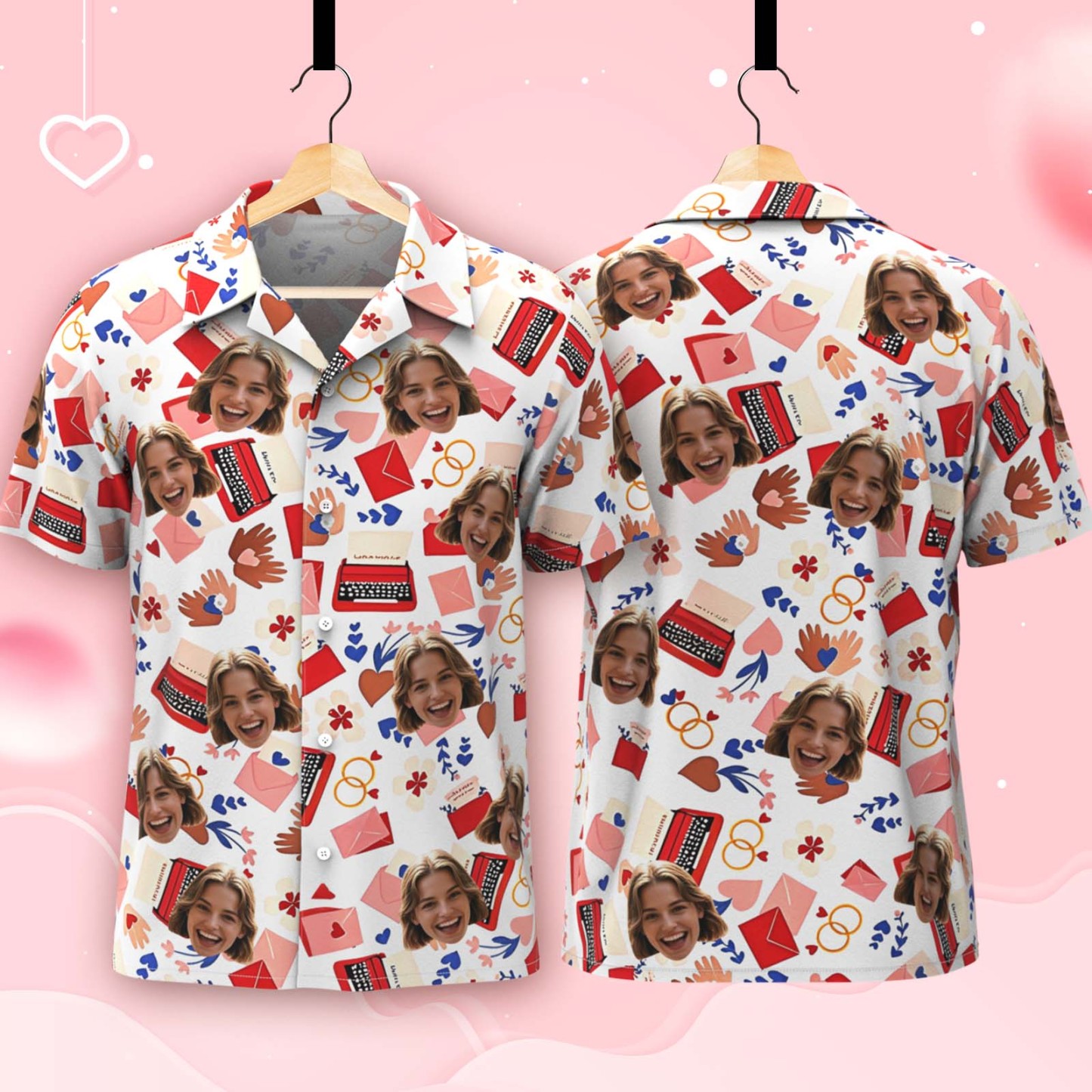 Personalized Valentine's Day Engagement Ring and Love Letter Style Hawaiian Shirt for Couples Best Valentine Matching Shirt Ever - auphotoblanket