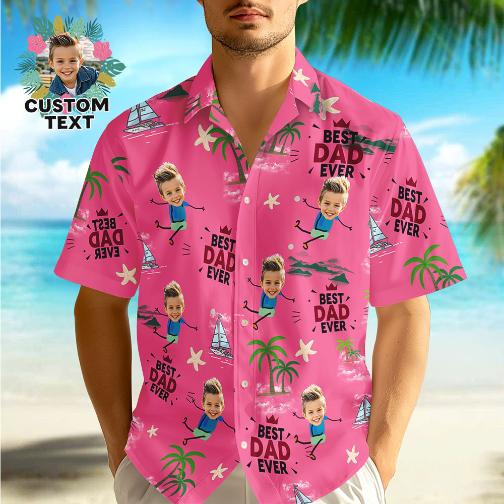 Personalized Face Hawaiian Shirt Best Dad Ever Hawaiian Shirt Men Face Hawaiian Shirt Gift - auphotoblanket