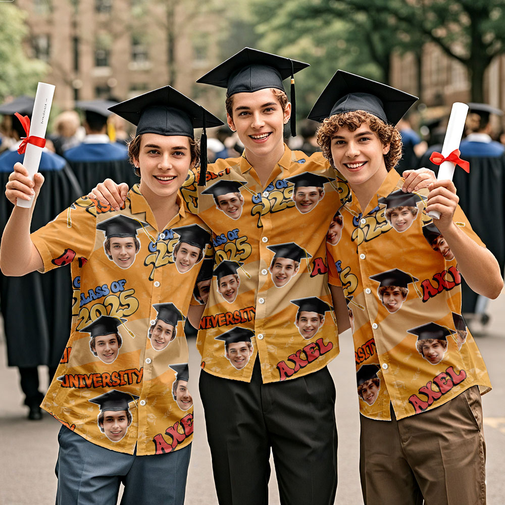Custom Graduation Hawaiian Shirt Add Your Face for a Hilarious Senior Look - auphotoblanket