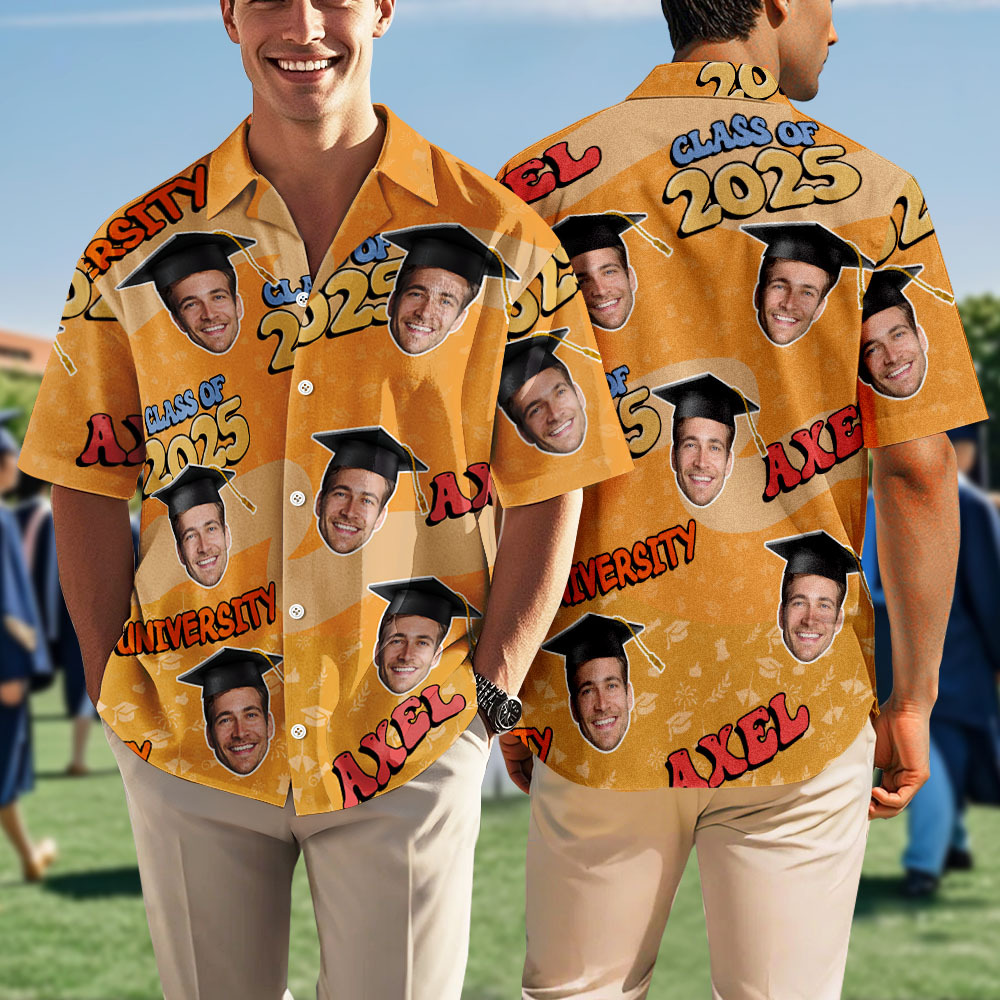 Custom Graduation Hawaiian Shirt Add Your Face for a Hilarious Senior Look - auphotoblanket