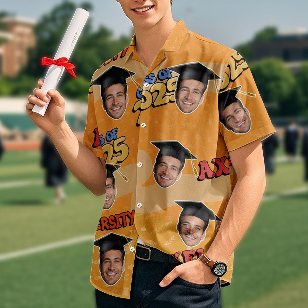 Custom Graduation Hawaiian Shirt Add Your Face for a Hilarious Senior Look - auphotoblanket