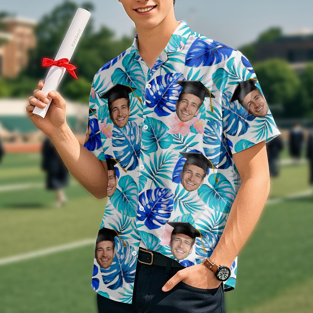 Custom Hawaiian Shirt for Graduation Hawaiian Shirt with Your Face On It - auphotoblanket