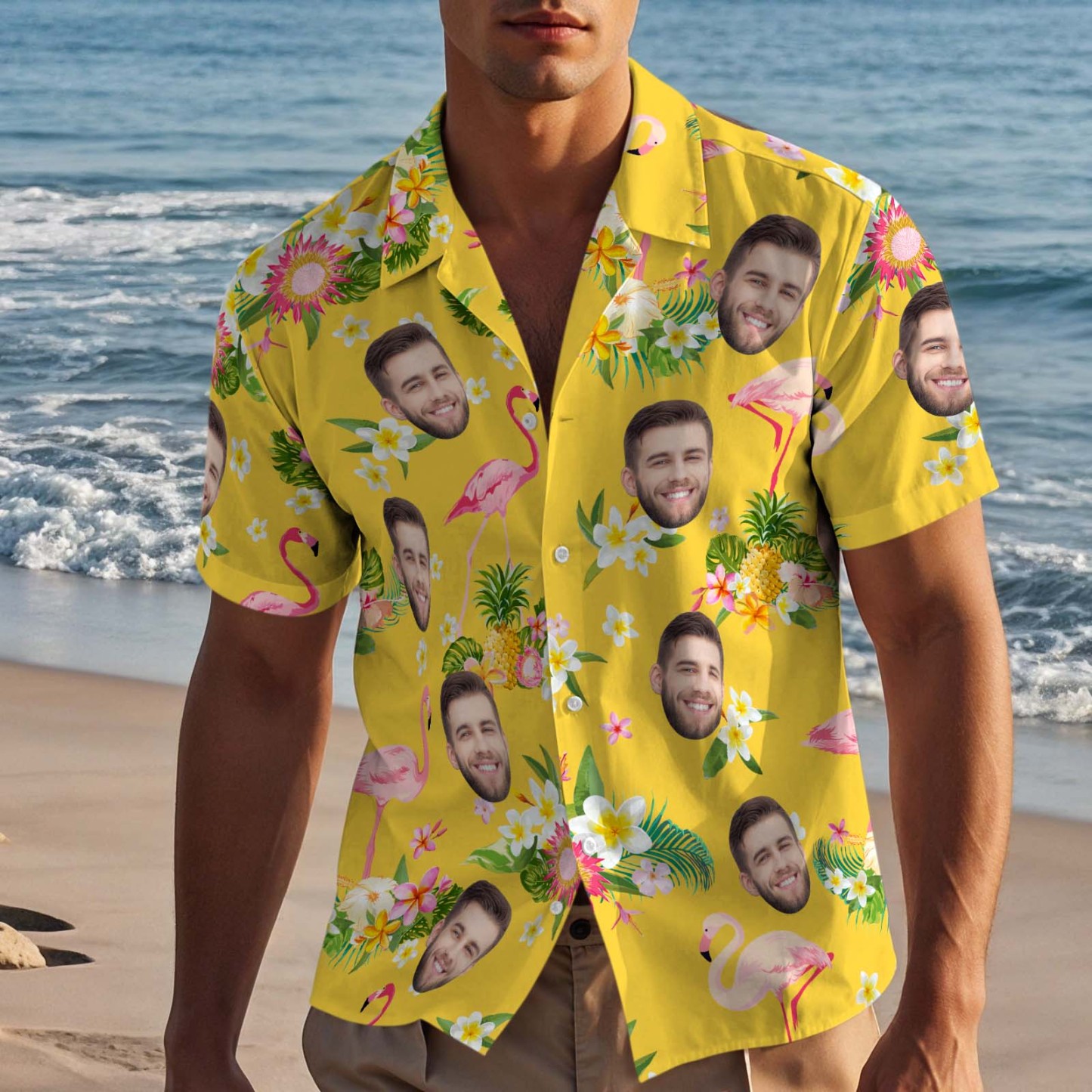 Custom Hawaiian Shirts Colorful Flamingo Aloha Beach Shirt For Men - auphotoblanket
