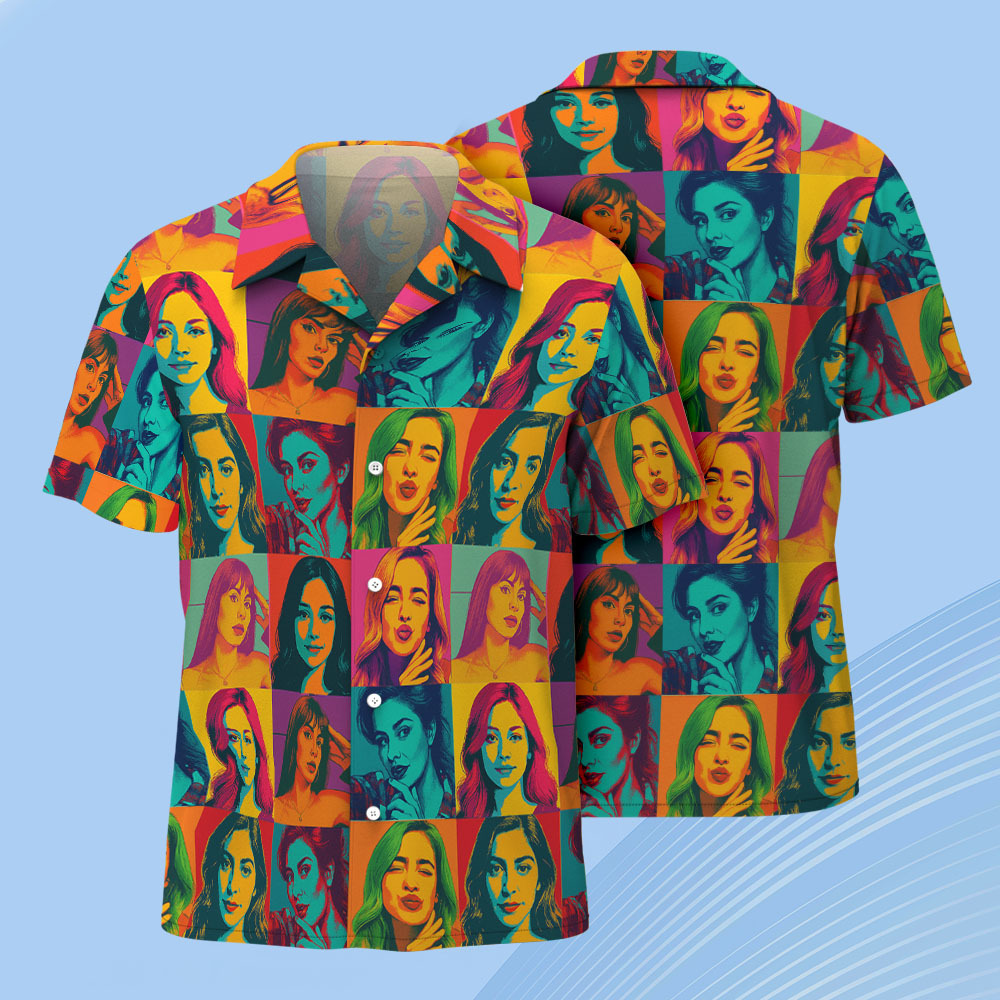 Pop Art Custom Face Hawaiian Shirt Bold Colorful Pattern Fun Personalized Gift - auphotoblanket
