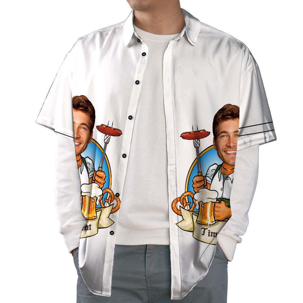 Custom Face Hawaiian Shirt BBQ & Beer Button-Down Short Sleeve Hawaiian Shirt - auphotoblanket