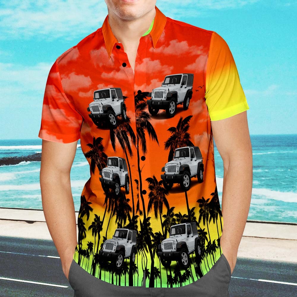 Upload Car Photo Custom Photo Hawaiian Shirt Summer Fancy Orange Personalized Aloha Beach Shirt For Men - auphotoblanket