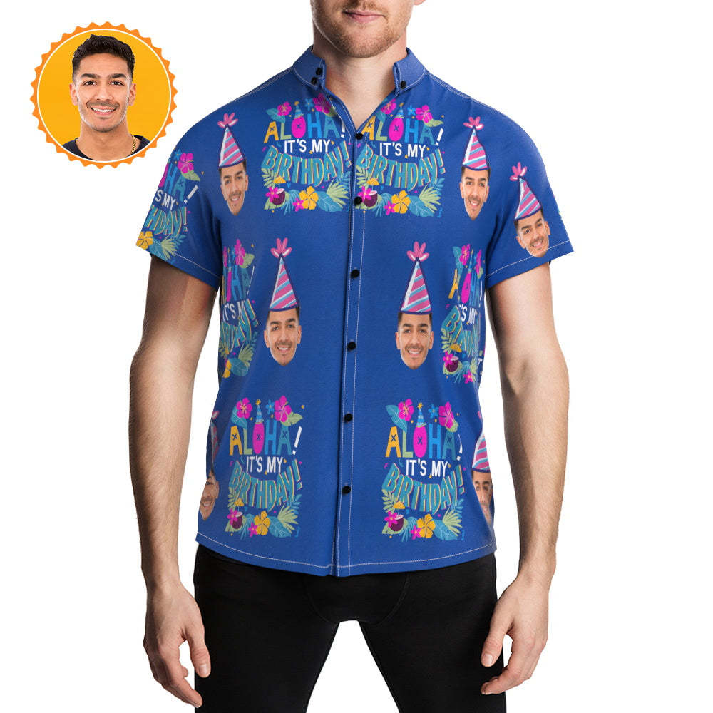 Custom Face Hawaiian Shirts Birthday Party Hawaiian Shirt Birthday Gift - auphotoblanket