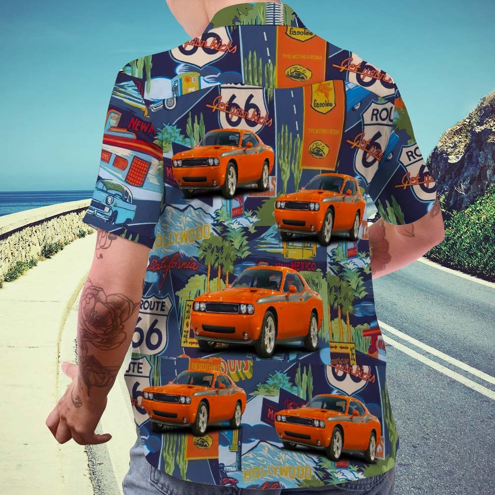 Upload Car Photo Custom Photo Hawaiian Shirt Route 66 Landmarks Aloha Beach Shirt Gift for Him - auphotoblanket