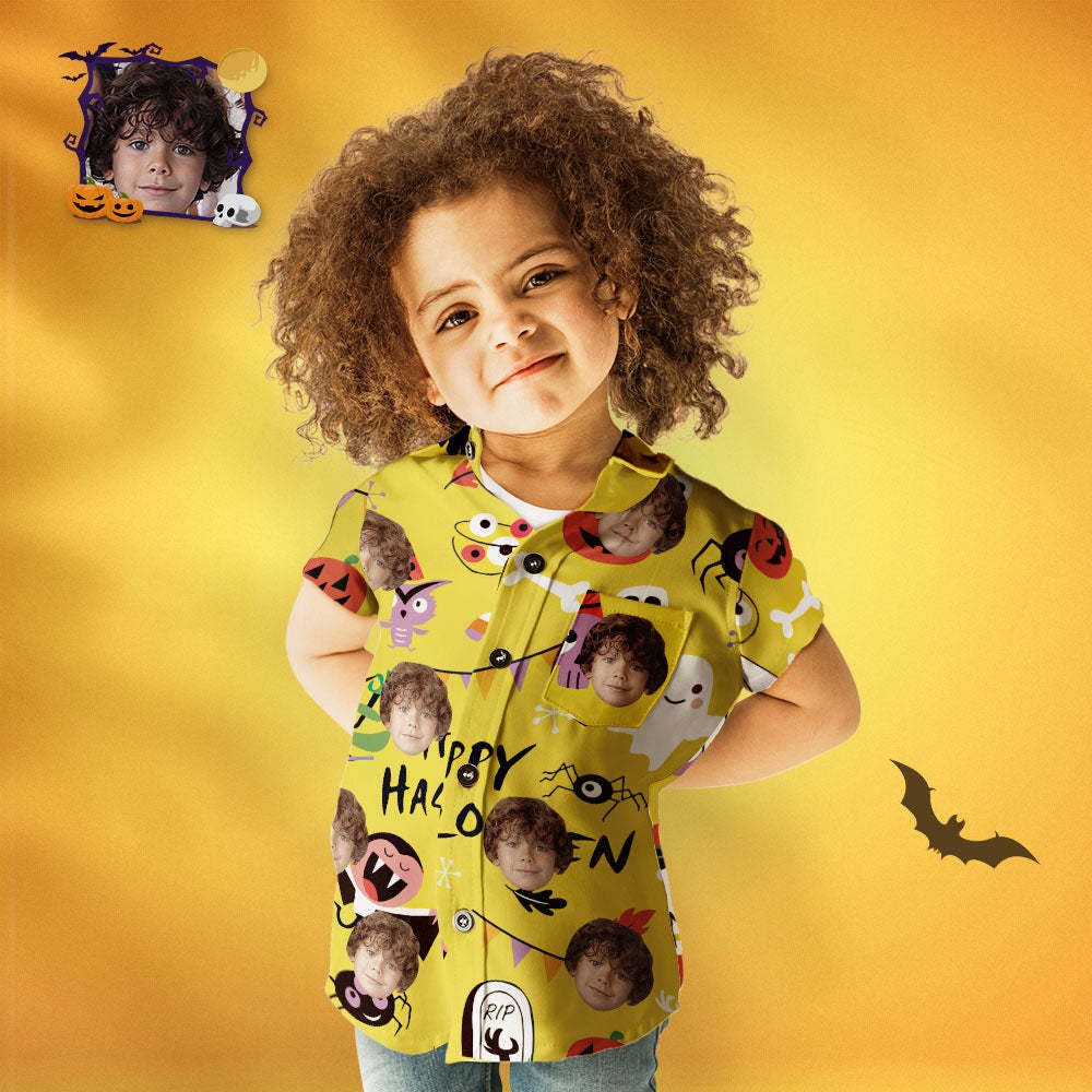 Custom Face Family Matching Aloha Set Happy Halloween Personalized Matching Hawaii Tees - auphotoblanket