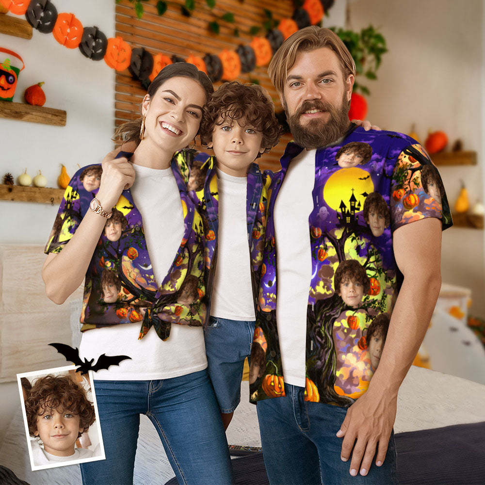 Custom Face Family Matching Aloha Set Halloween Style Personalized Matching Hawaii Tees - auphotoblanket