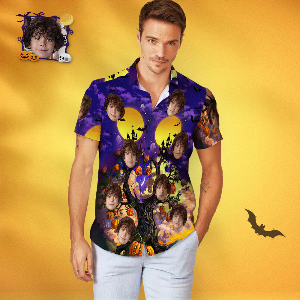 Custom Face Family Matching Aloha Set Halloween Style Personalized Matching Hawaii Tees - auphotoblanket