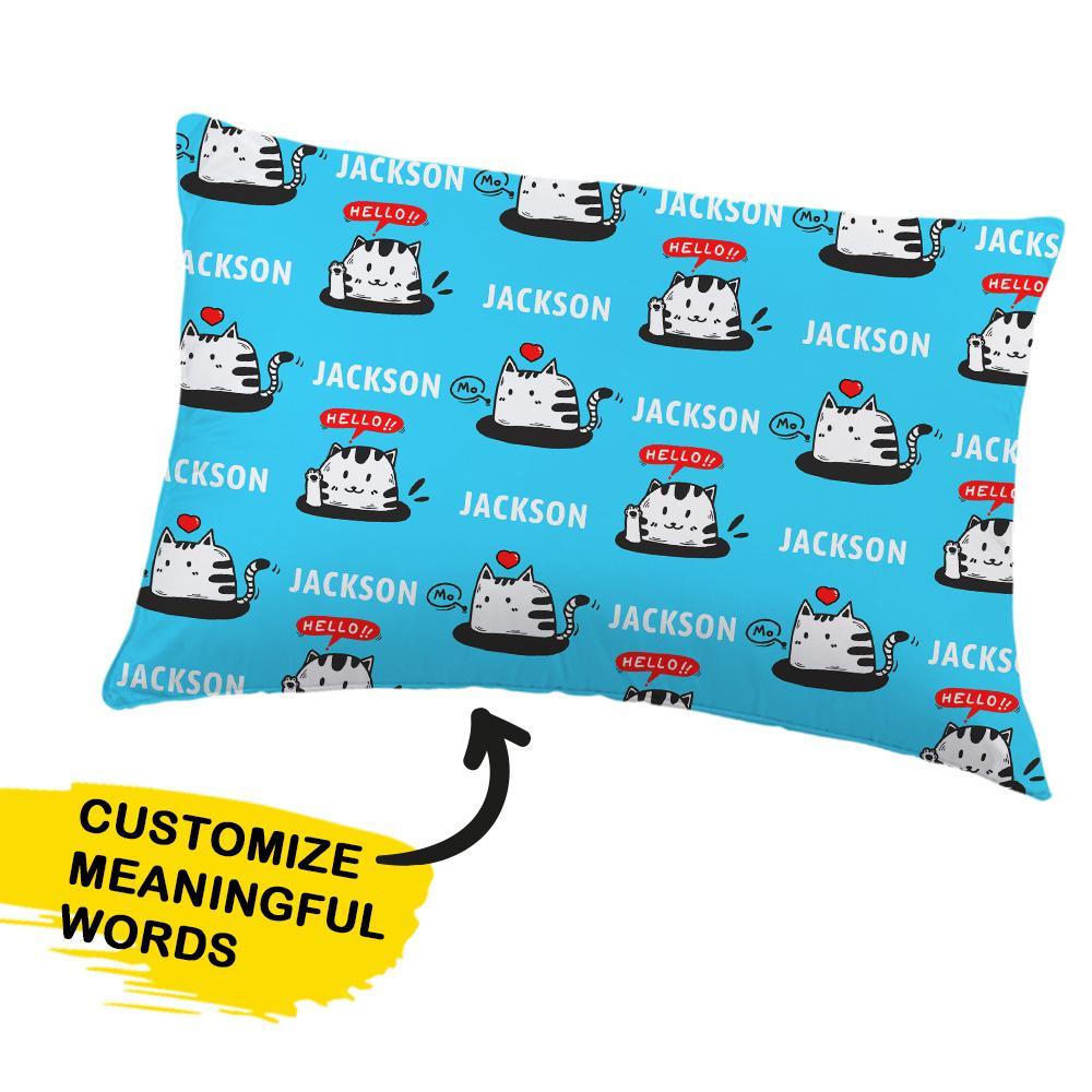 Polyester Fibre Custom Pillowcase Personalised Text Pillowcase-The Cute Cat Pillowcase