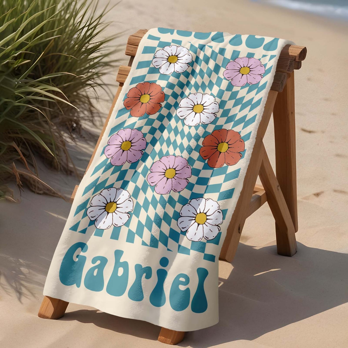 Retro Multi Style Beach Towel Personalized Name Bath Towel Personalized Pool Towel Beach Towel With Name Outside Birthday Holiday Gift - auphotoblanket