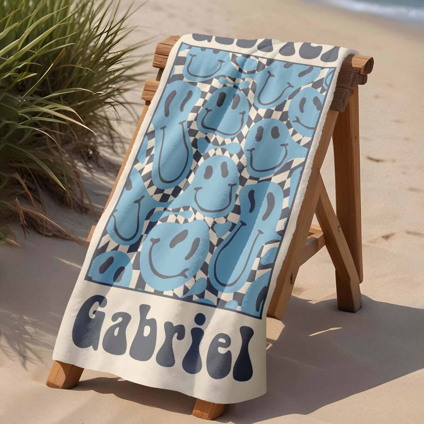 Retro Multi Style Beach Towel Personalized Name Bath Towel Personalized Pool Towel Beach Towel With Name Outside Birthday Holiday Gift - auphotoblanket