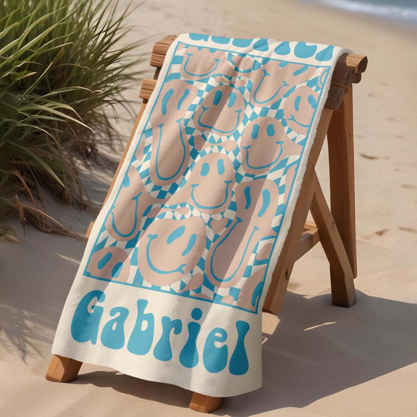 Retro Multi Style Beach Towel Personalized Name Bath Towel Personalized Pool Towel Beach Towel With Name Outside Birthday Holiday Gift - auphotoblanket