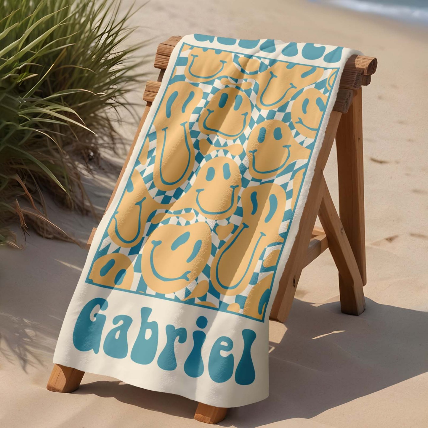 Retro Multi Style Beach Towel Personalized Name Bath Towel Personalized Pool Towel Beach Towel With Name Outside Birthday Holiday Gift - auphotoblanket