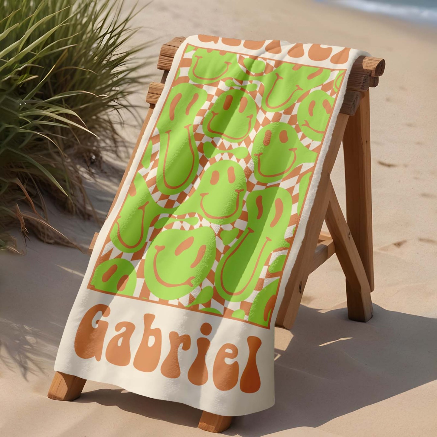 Retro Multi Style Beach Towel Personalized Name Bath Towel Personalized Pool Towel Beach Towel With Name Outside Birthday Holiday Gift - auphotoblanket