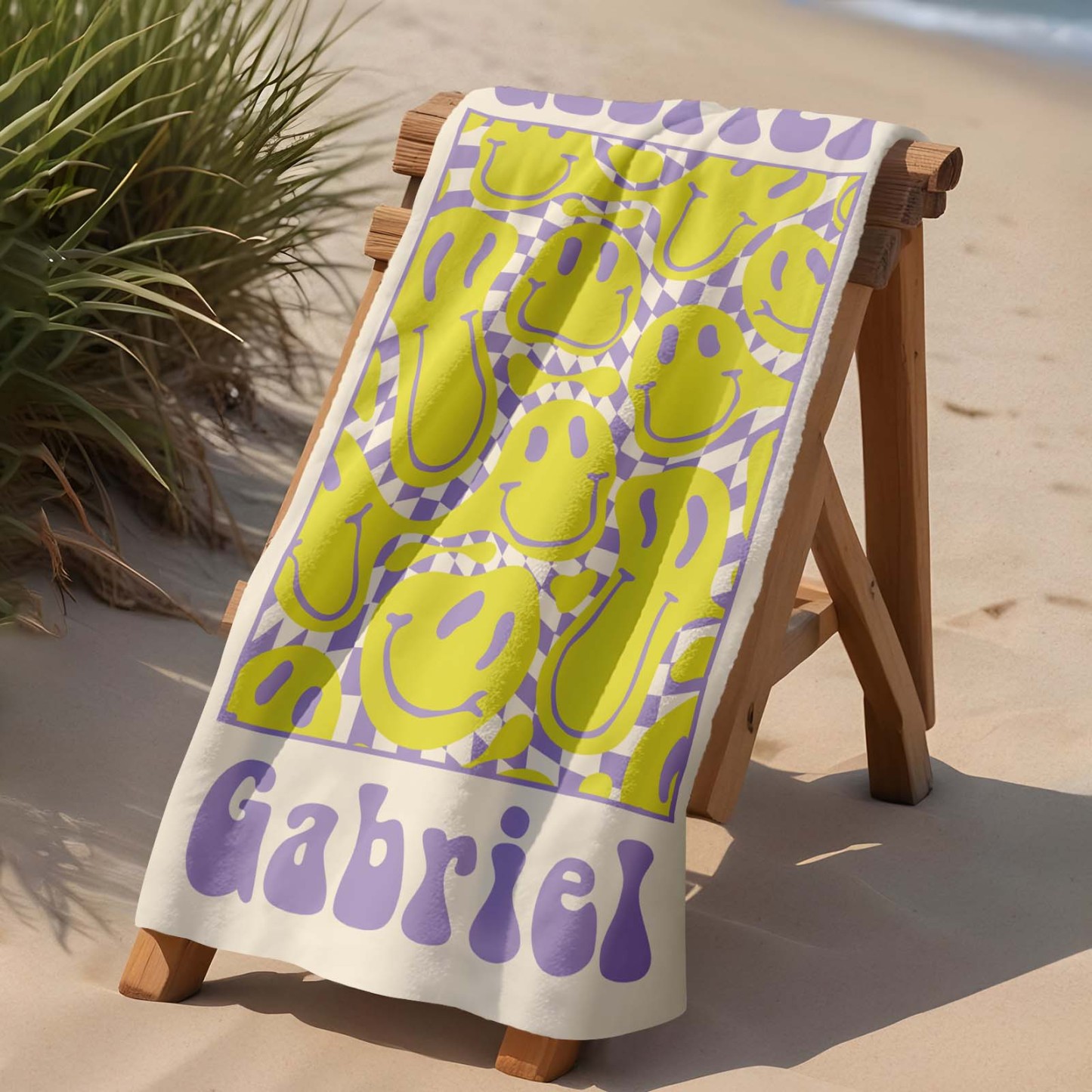 Retro Multi Style Beach Towel Personalized Name Bath Towel Personalized Pool Towel Beach Towel With Name Outside Birthday Holiday Gift - auphotoblanket