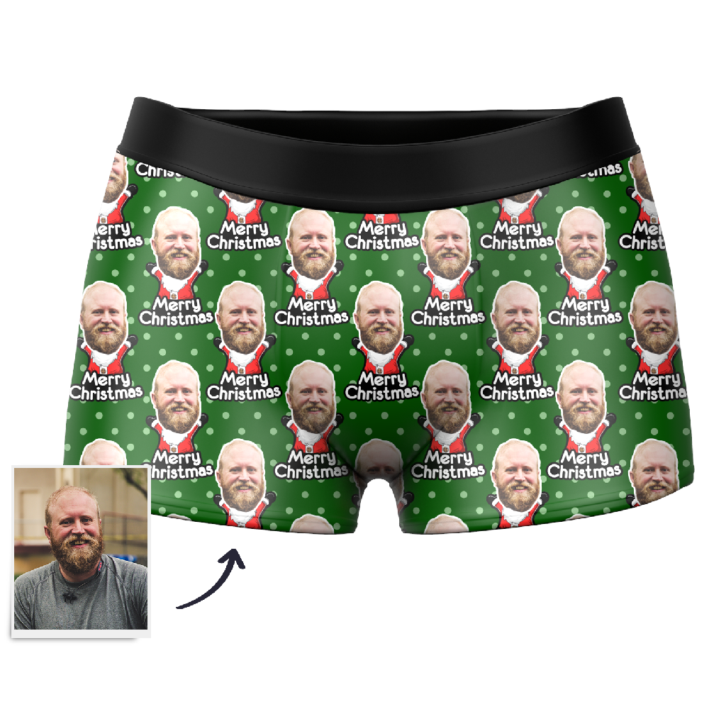 Men's Christmas Gifts Custom Santa Claus Face Boxer Shorts