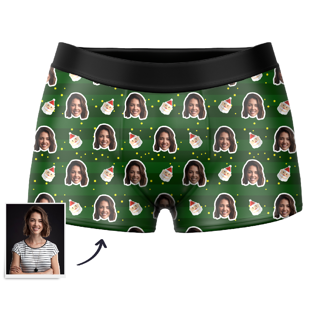 Men's Christmas Santa Claus Custom Face Boxer Shorts