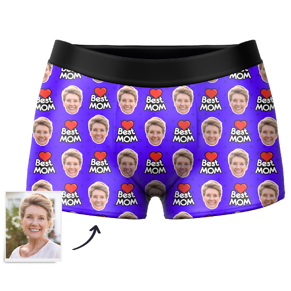 Men's Best Mom Custom Face Boxer Shorts