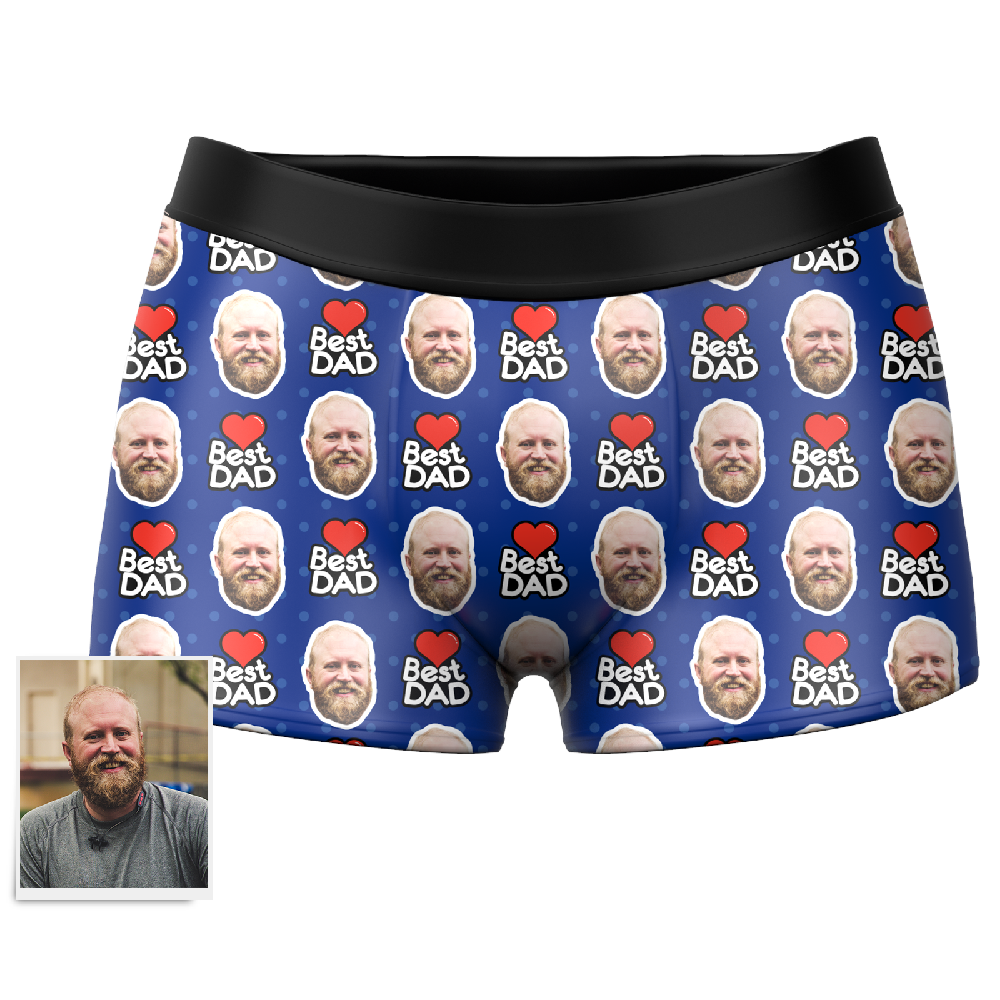 Men's Best Dad Custom Face Boxer Shorts