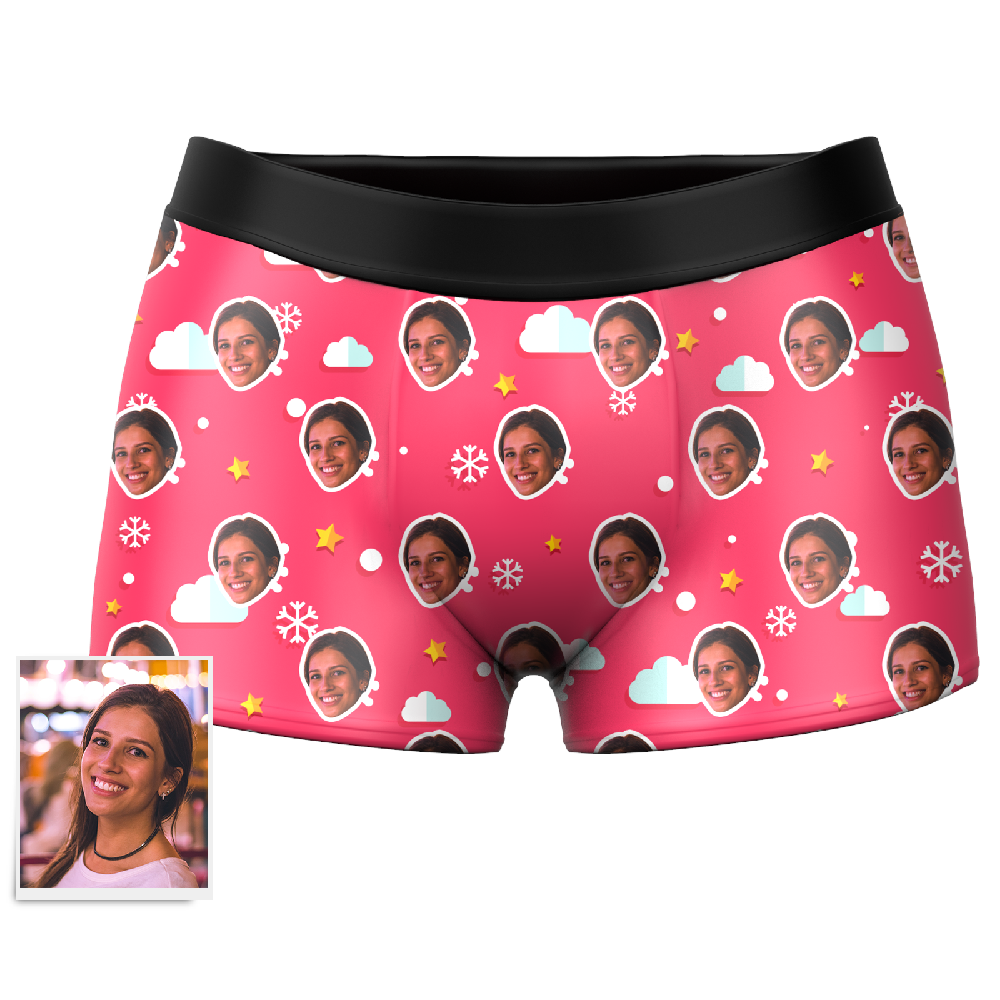 Men's Christmas Gifts Cloud Custom Face Boxer Shorts