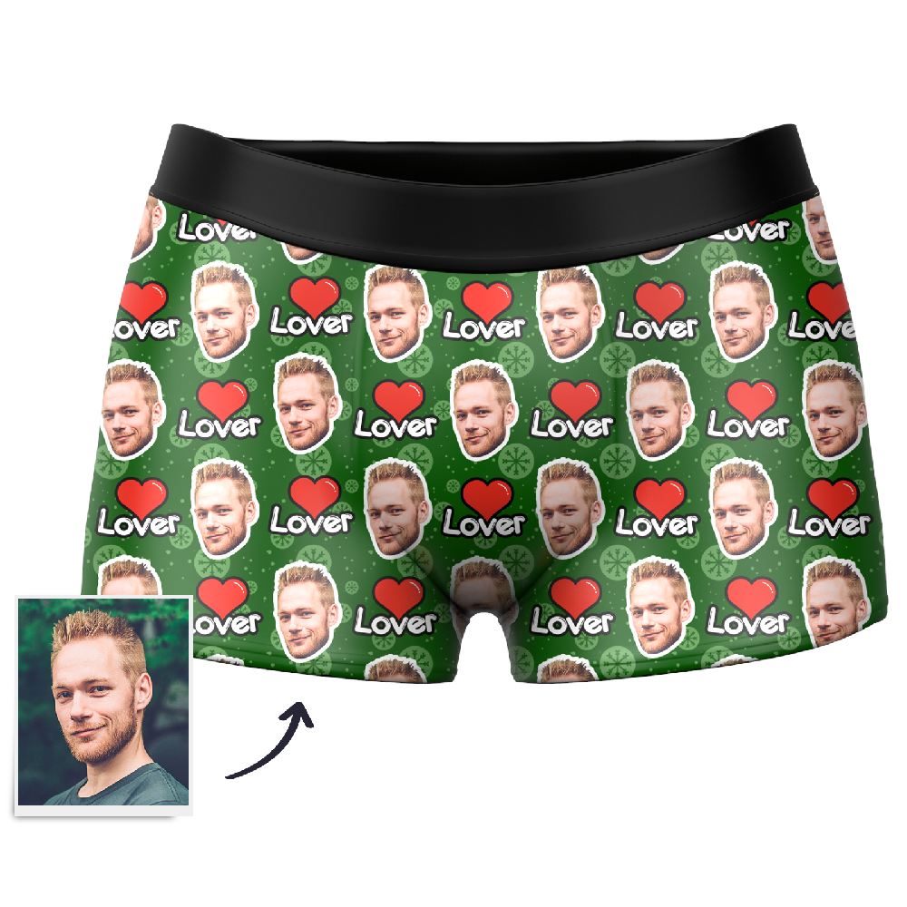 Men's Christmas Gifts Lover Custom Face Boxer Shorts