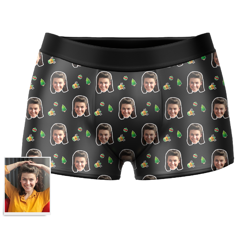 Men's Christmas Gifts Solid Color Custom Face Boxer Shorts