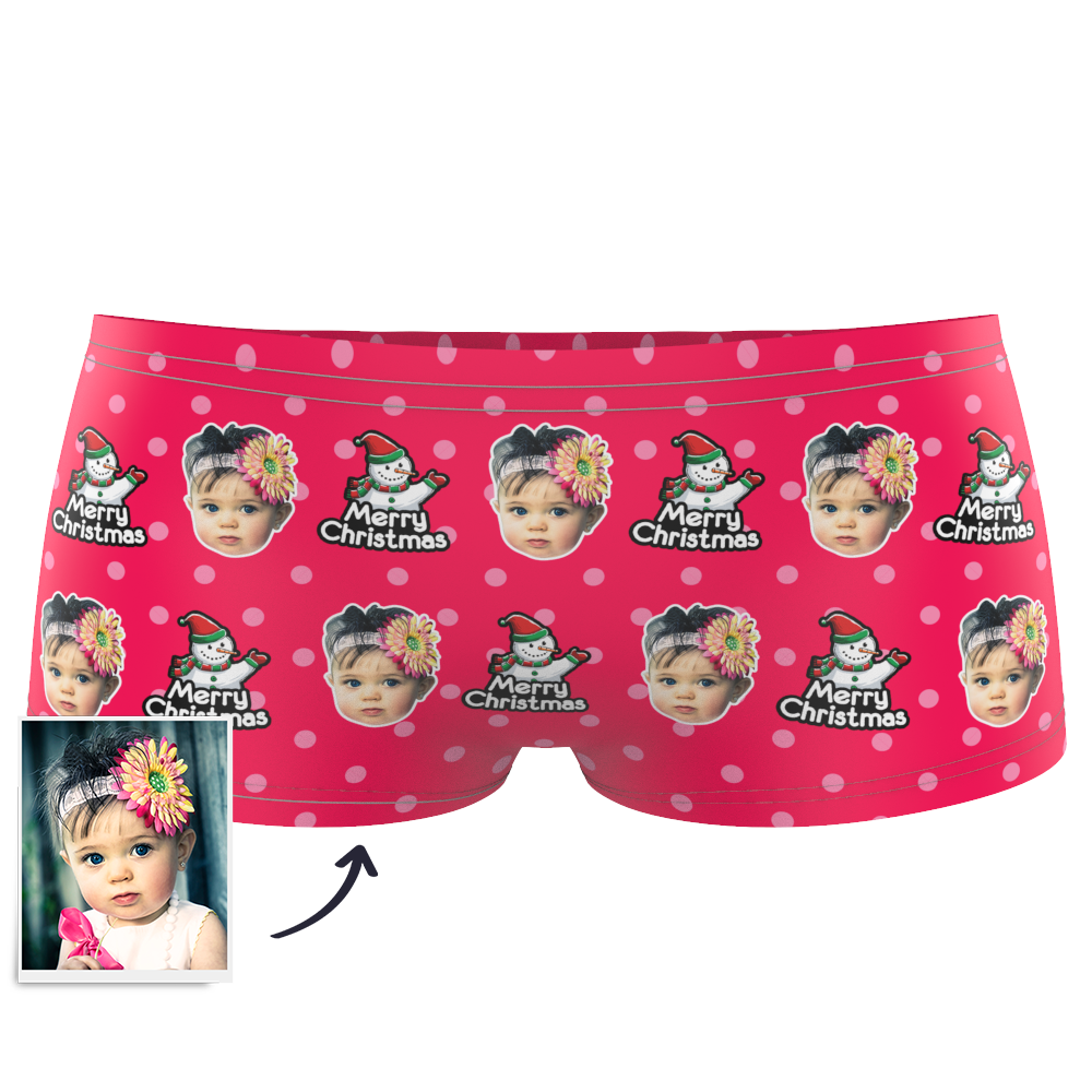 Christmas Snowman Kids Custom Face Boxer Briefs