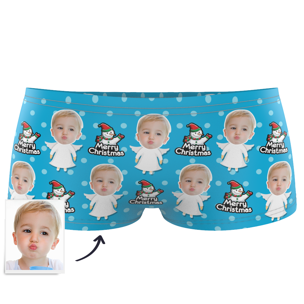 Christmas Angel Kids Custom Face Boxer Briefs