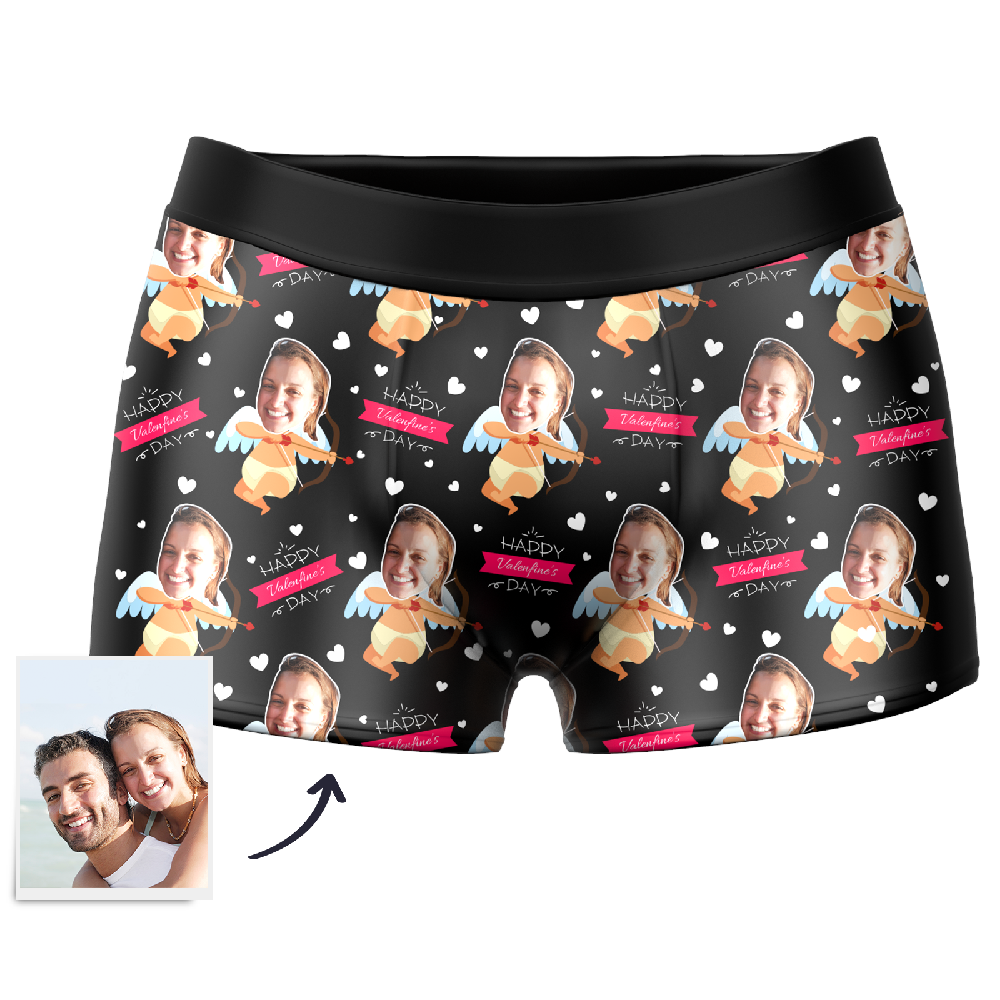 Men's Cupid Custom Face Couple Boxer,Valentine's day, underpants,couple underwear - Getphotoblanket