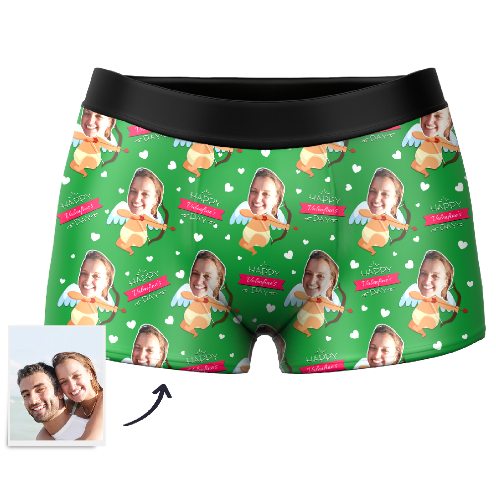 Men's Cupid Custom Face Couple Boxer,Valentine's day, underpants,couple underwear - Getphotoblanket