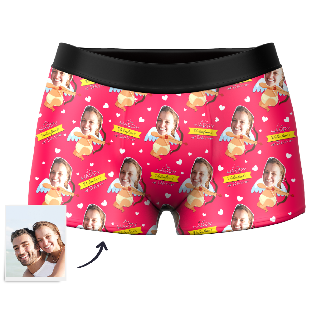 Men's Cupid Custom Face Couple Boxer,Valentine's day, underpants,couple underwear - Getphotoblanket