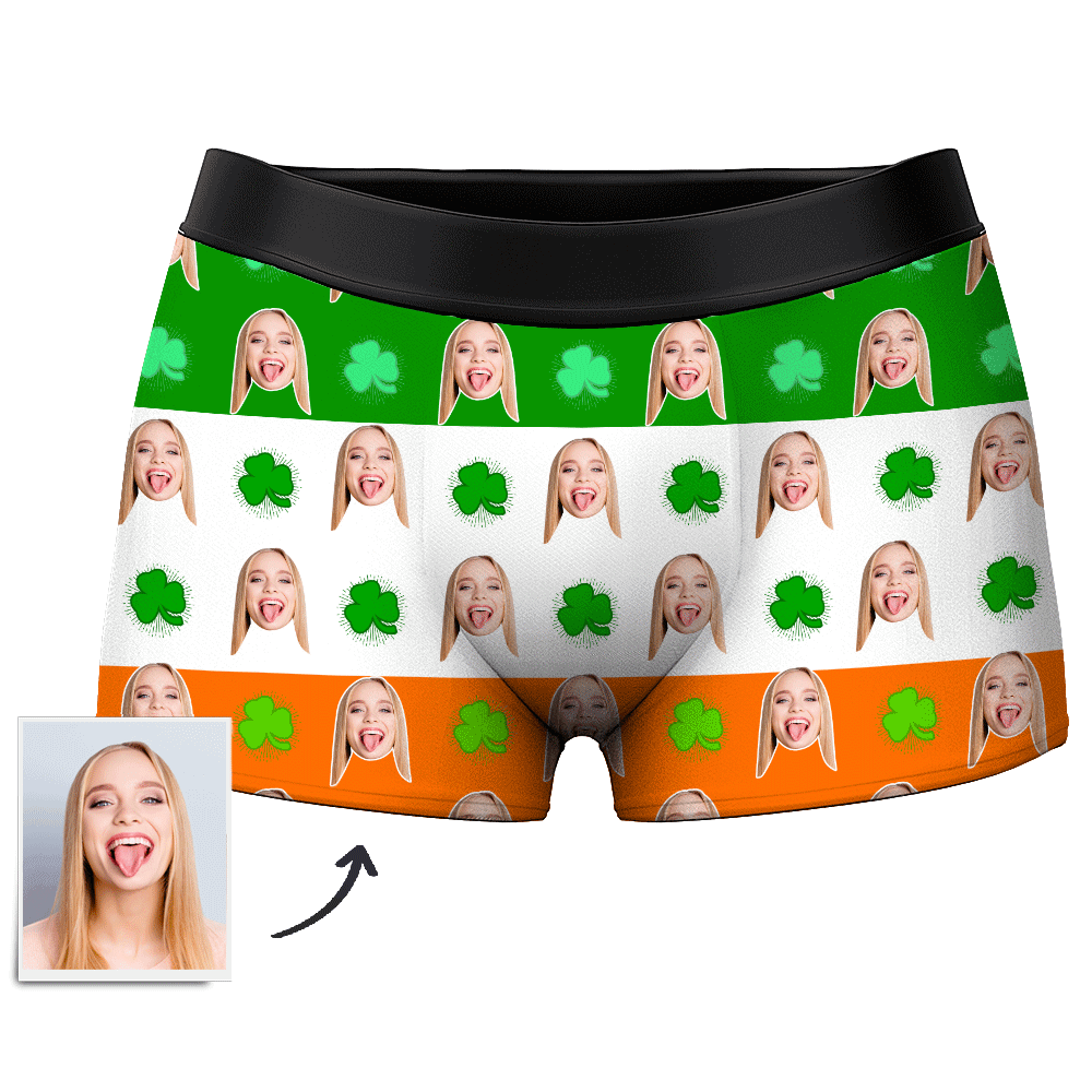 Men's Custom Face Boxer Shorts - Lucky clover