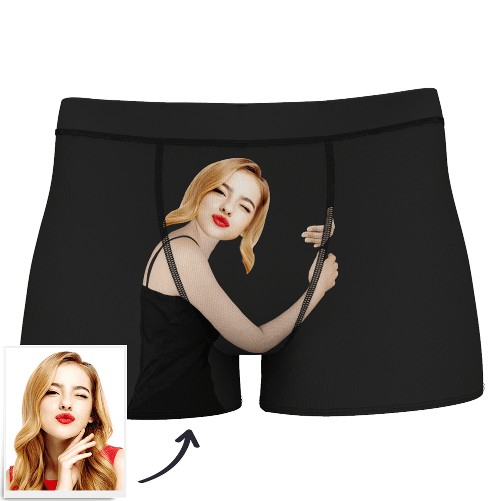 Men's Custom Face On Body Boxer Shorts Funny Face Boxer - Let Me See/ Sexy Girl/ Hot Dance/ It belongs to me/ Only I Can Ride It/ Comic Girl's Glasses/ Pick Up Skirt