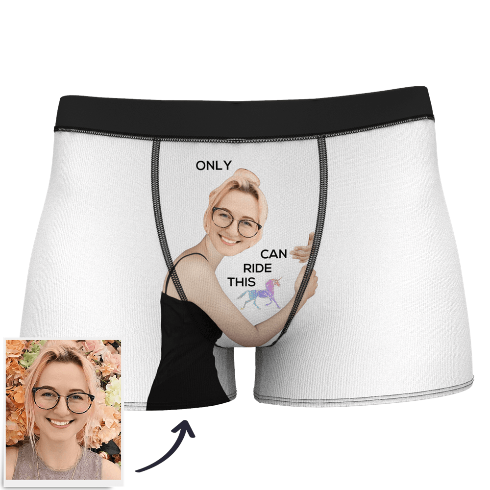 Men's Custom Face On Body Boxer Shorts Funny Face Boxer - Let Me See/ Sexy Girl/ Hot Dance/ It belongs to me/ Only I Can Ride It/ Comic Girl's Glasses/ Pick Up Skirt