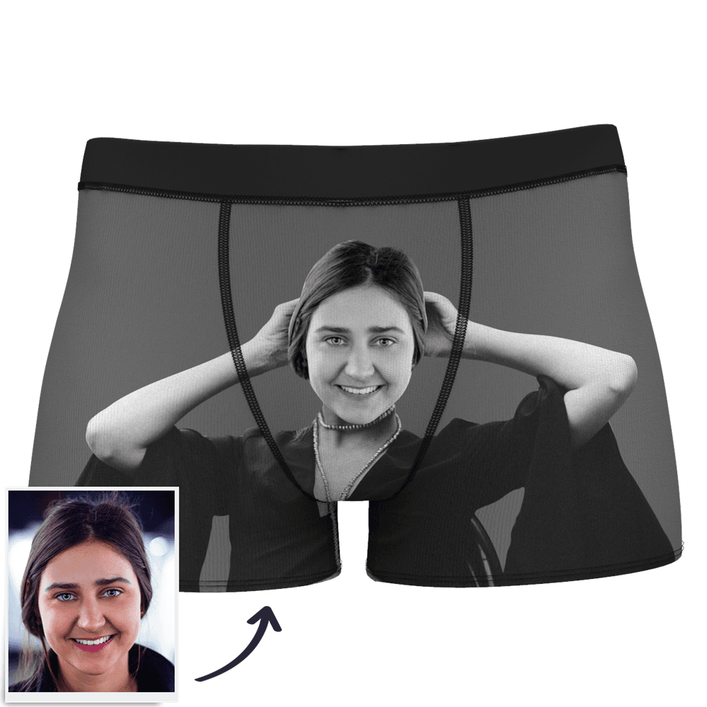 Men's Custom Face On Body Boxer Shorts Funny Face Boxer - Let Me See/ Sexy Girl/ Hot Dance/ It belongs to me/ Only I Can Ride It/ Comic Girl's Glasses/ Pick Up Skirt