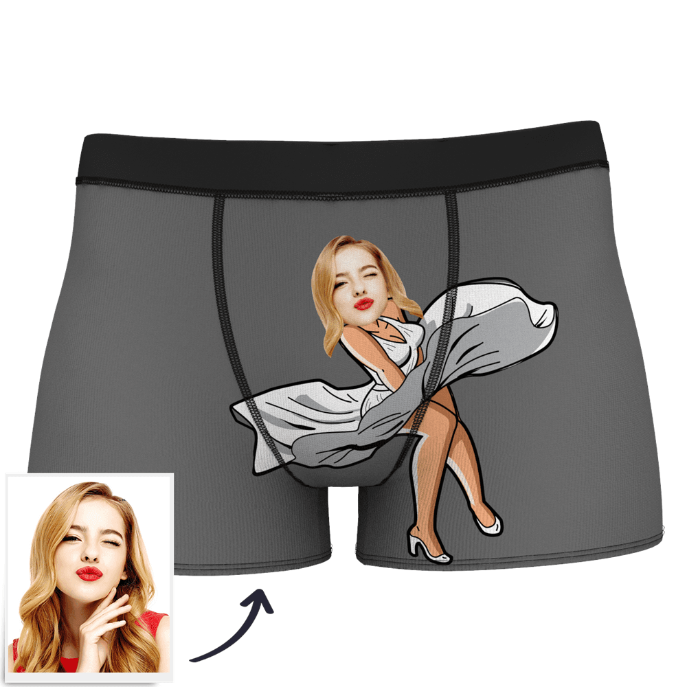 Men's Custom Face On Body Boxer Shorts Funny Face Boxer - Let Me See/ Sexy Girl/ Hot Dance/ It belongs to me/ Only I Can Ride It/ Comic Girl's Glasses/ Pick Up Skirt