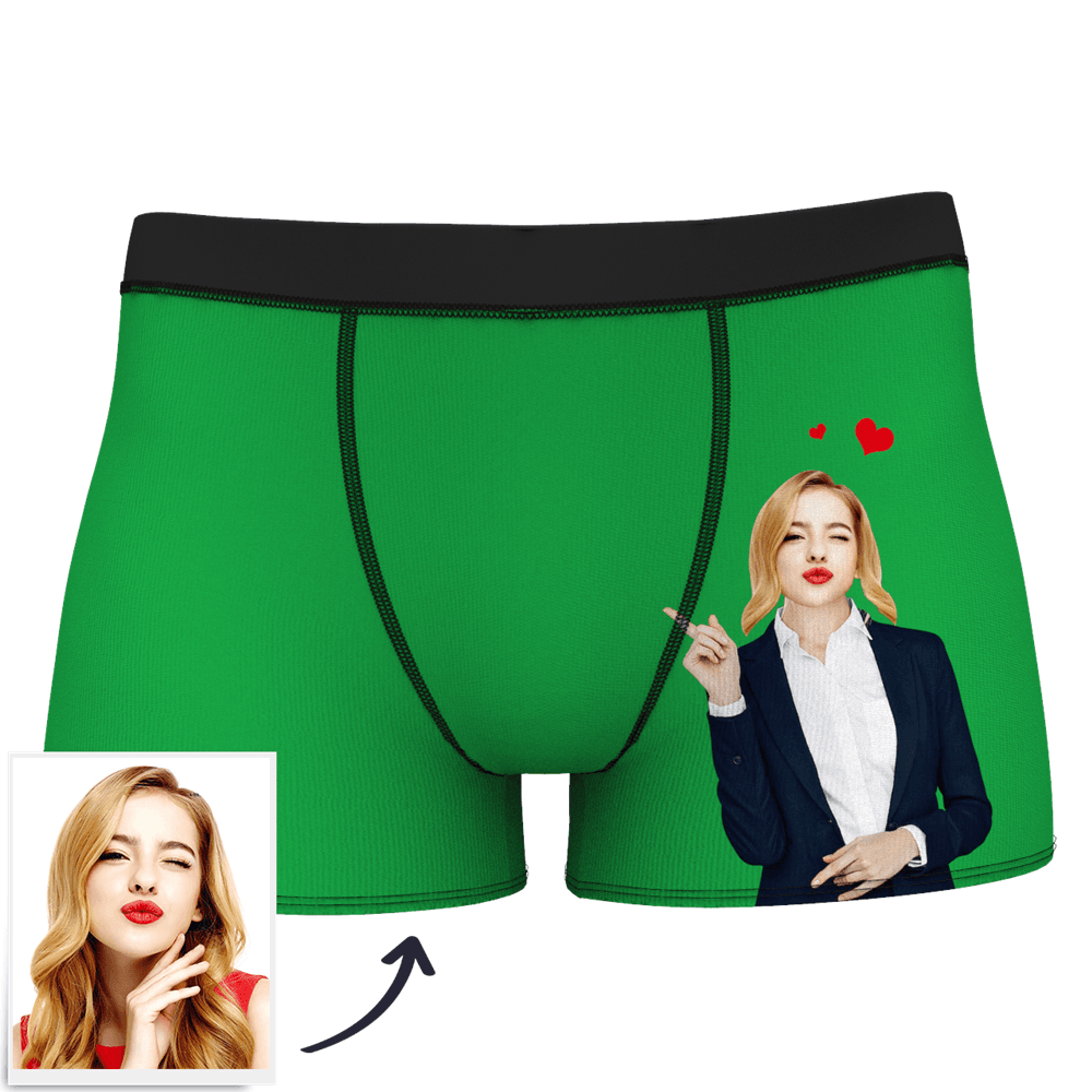 Men's Custom Face On Body Boxer Shorts Funny Face Boxer - Let Me See/ Sexy Girl/ Hot Dance/ It belongs to me/ Only I Can Ride It/ Comic Girl's Glasses/ Pick Up Skirt