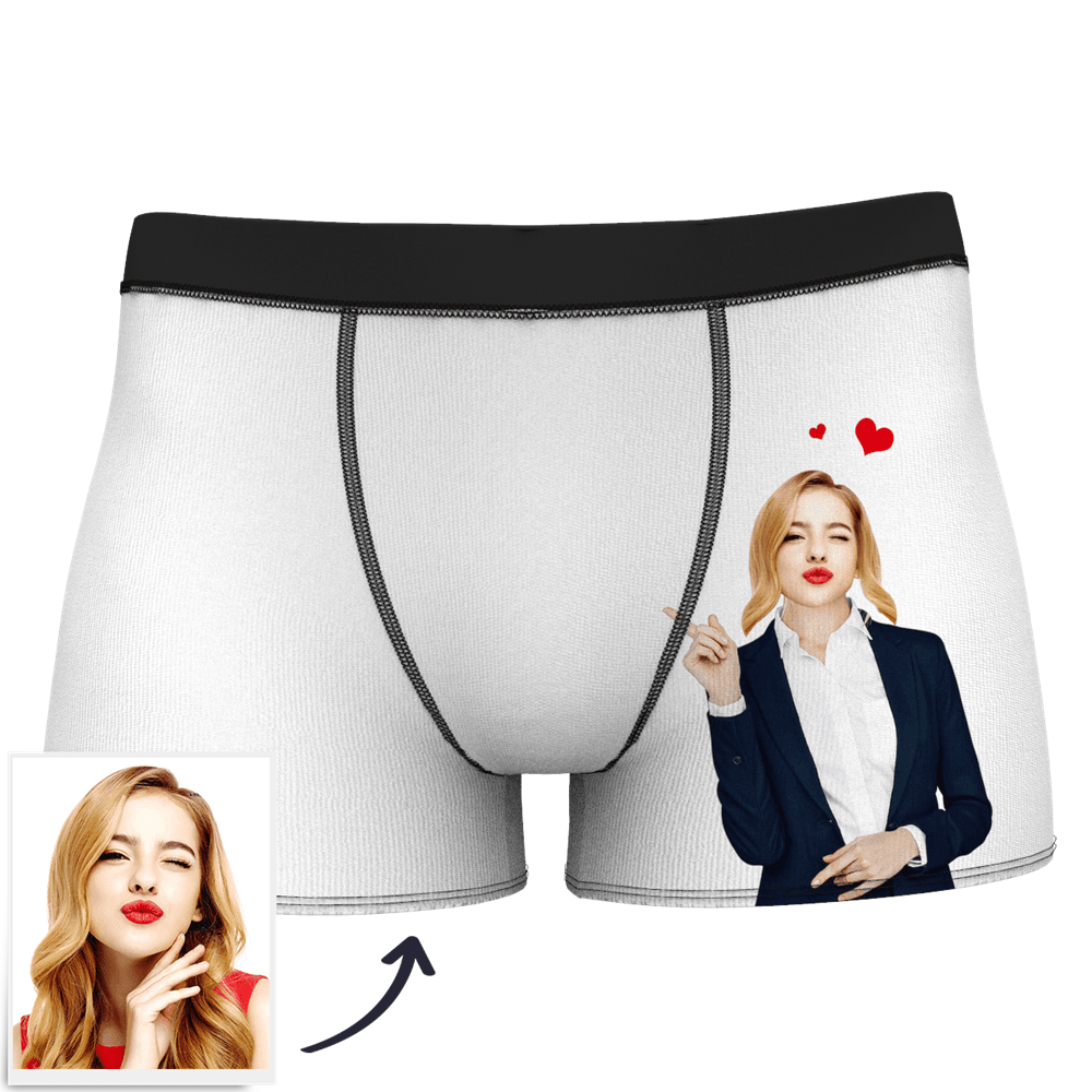 Men's Custom Face On Body Boxer Shorts Funny Face Boxer - Let Me See/ Sexy Girl/ Hot Dance/ It belongs to me/ Only I Can Ride It/ Comic Girl's Glasses/ Pick Up Skirt